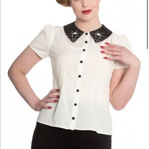 NWOT Miss Muffet Spider Halloween Blouse